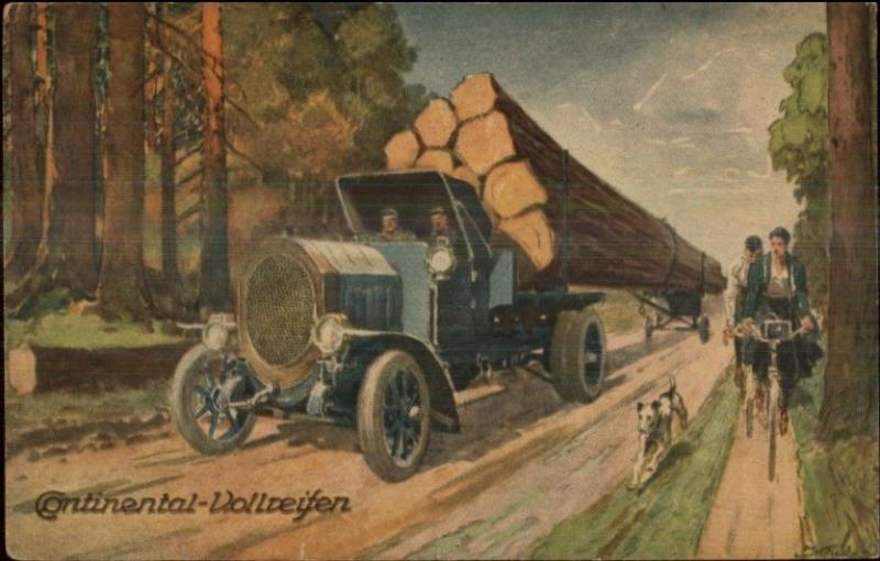 Automovite Truck or Tires Continental Logging Truck German 1921 Postcard