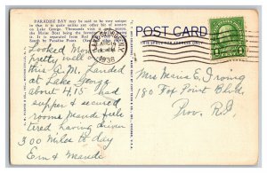 c1936 Postcard NY Paradise Bay Black Mtn. Lake George New York 