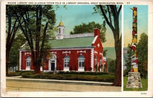 Massachusetts Great Barrington Mason Library and Alaskan Totem Pole Curteich