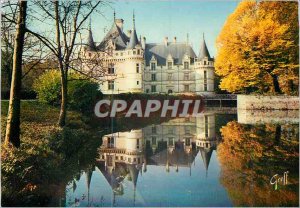 Modern Postcard The chateaux of the Loire Azay le Rideau (I and L) castle bui...