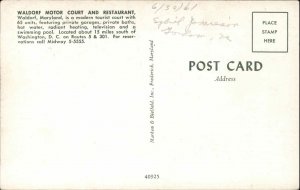 Waldorf Maryland MD Motel Vintage Postcard