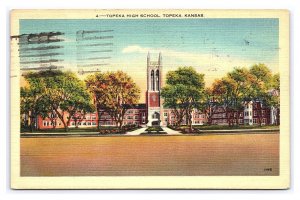 Postcard Topeka High School Topeka Kansas c1944 Postmark