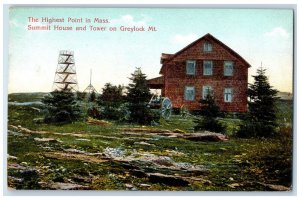 View Of Summit House And Tower On Greylock Mt., Massachusetts MA Postcard 