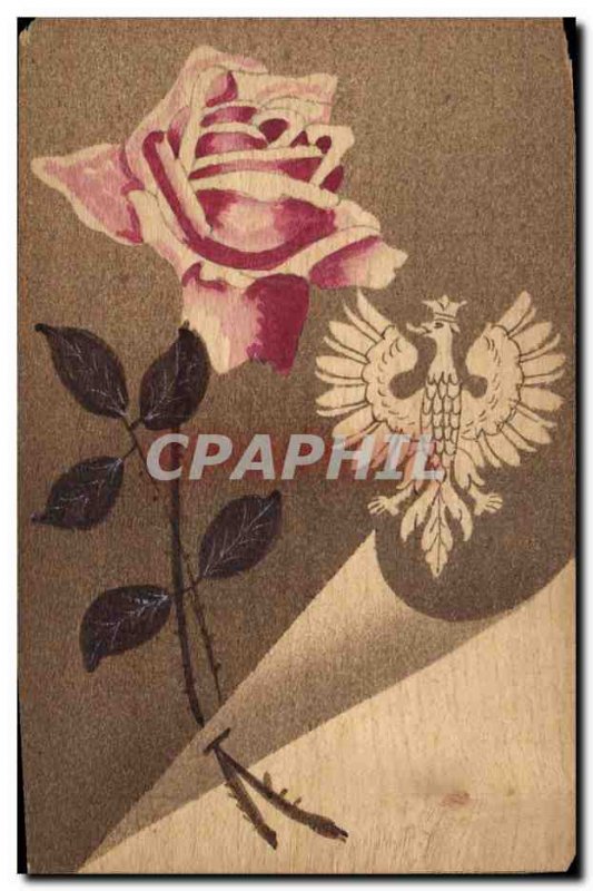 Old Postcard Fantasy Flowers Eagle (wooden board)