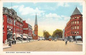 Southbridge Massachusetts Main Street Scene Antique Postcard K28215