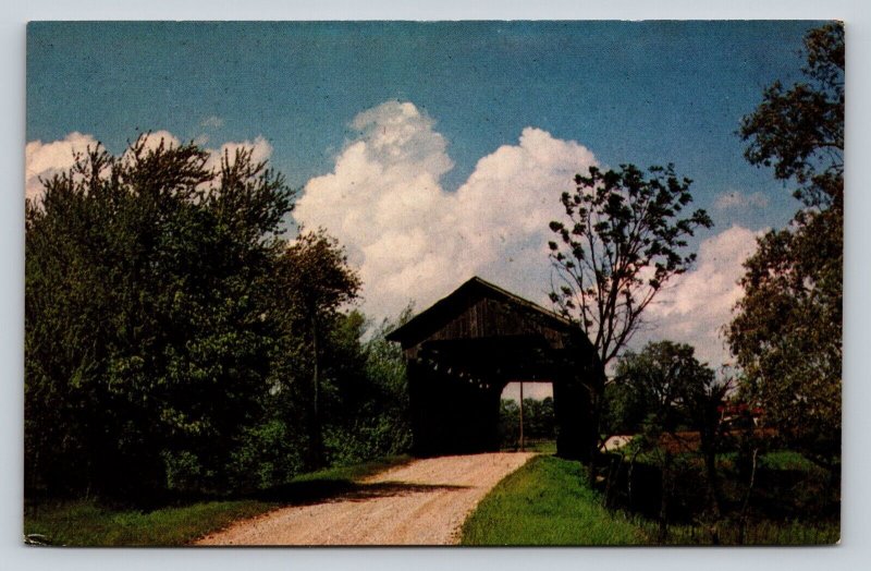 Ohio The Snider Covered Bridge Over Poplar Creek Vintage Postcard A45