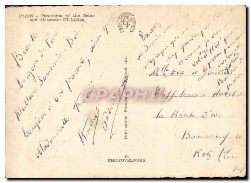 Old Postcard Panorama Paris on the Seine