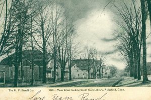 Postcard: Antique View of Main Street looking South from Library, Ridgefield, CT