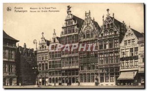 Old Postcard Belgium Antwerp houses the main square