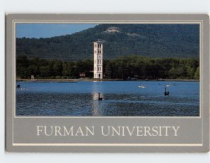 Postcard The Bell Tower on Furman Lake, Furman University, Greenville, S. C.