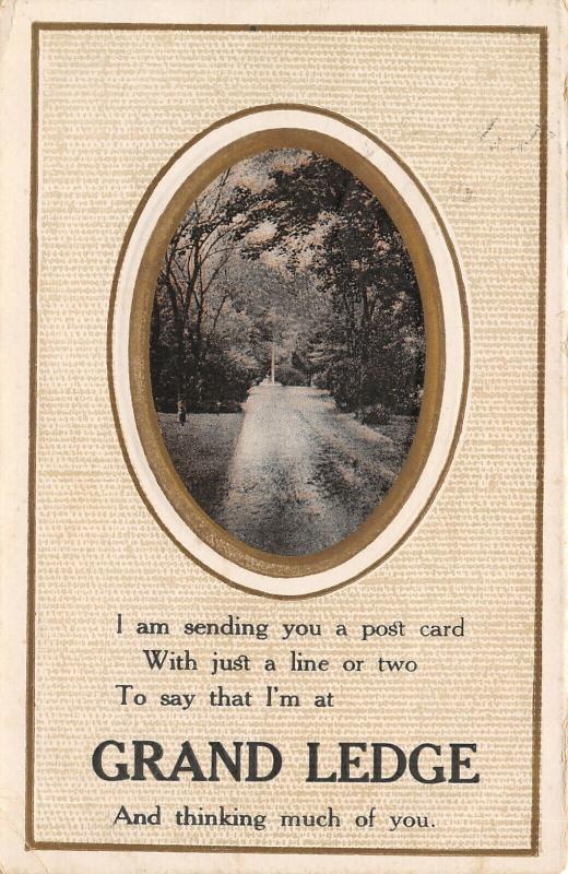 Thinking Much of You in Grand Ledge Michigan~Lovers Lane~Poem~1910 Postcard 