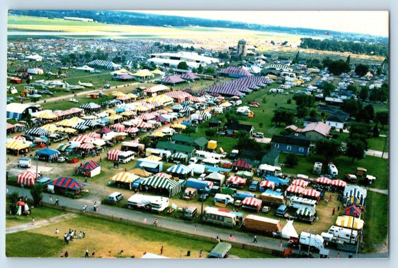 Oshkosh Wisconsin WI Postcard Air Show Wittman Field Park Campers 1960 Vintage