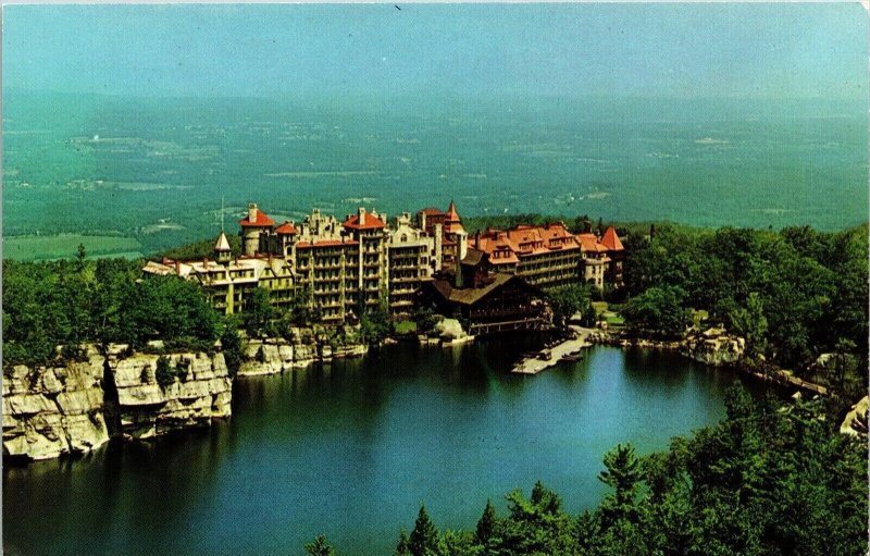 Mohonk Lake House & Catskills Aerial View New Paltz New York Chrome Postcard 