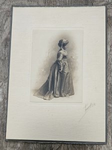 1870 Lithograph  Amanda E. Pierce in Wedding Gown