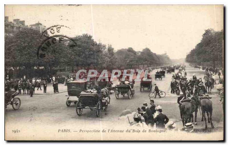 Old Postcard Paris Perspective I Avenue du Bois de Boulogne