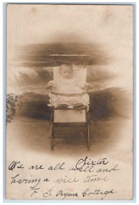 1906 Child Baby Pram Stroller Harrisburg PA RPPC Photo Posted Antique Postcard 