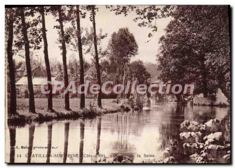 Old Postcard Chatillon-sur-Seine river Seine