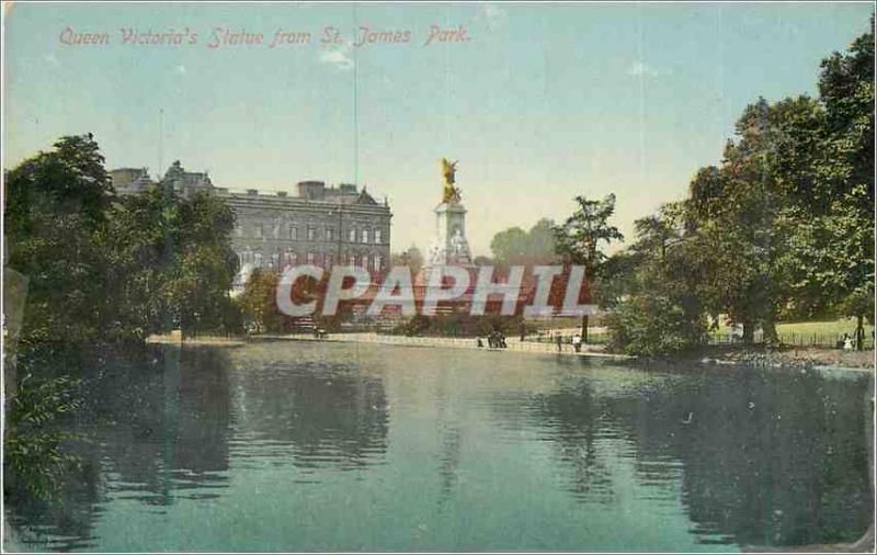 'Old Postcard Queen Victoria''s Statue from St James Park London'