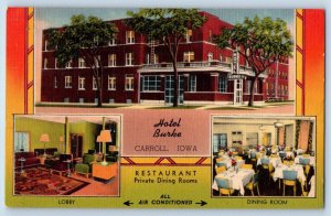 Carroll Iowa Postcard Hotel Burke Corn Belt Exterior View c1957 Vintage Antique