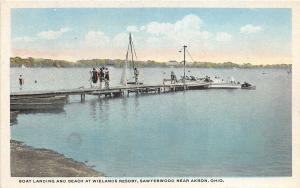 F27/ Akron Ohio Postcard c1910 Boat Landing Wielands Resort Sawyerwood