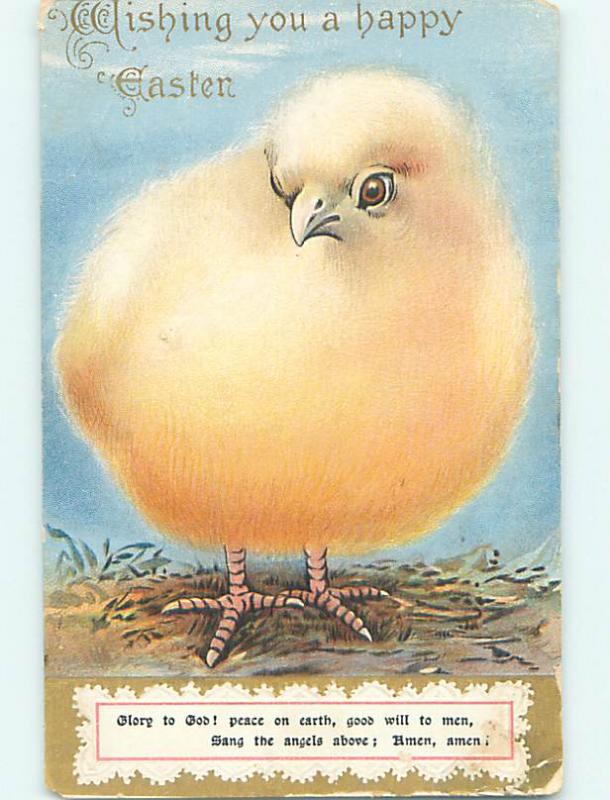 Chipped Divided-Back Easter HUGE VERY PUFFY FLUFFY BABY CHICK o6742