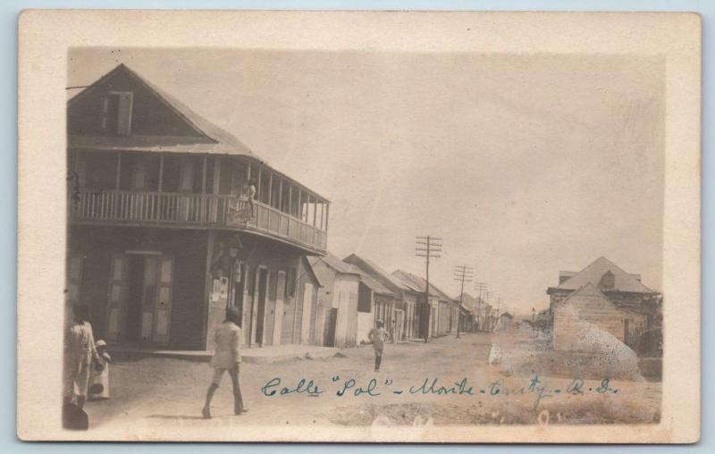 Postcard Dominican Republic Monte Cristi 1920 Street View RPPC Real Photo M15