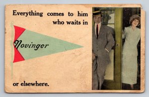 Everything Comes to Him Who Waits In Novinger Missouri Posted 1914 Postcard