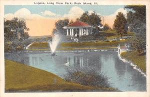 ROCK ISLAND, IL Illinois    LONG VIEW PARK~LAGOON~PAVILION    c1920's Postcard