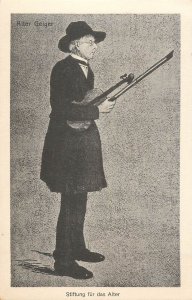 Old violinist 1924 music related postcard Switzerland