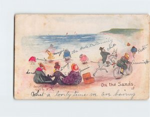 Postcard On The Sands with Beach Coast People Comic Art Print