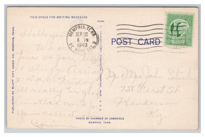 Memphis Tennessee University Of Tennessee School Of Medicine Postcard c1943
