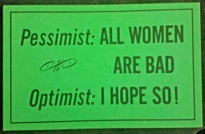 1970s Postcard Vagabond Creations Humor Novelty - Pessimist: All Women are Bad