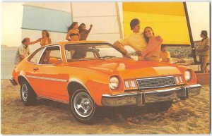 1977 PINTO Classic Car 3-Dr Runabout Beach Scene Advertising Vintage Postcard
