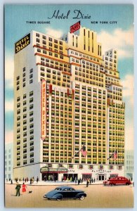 HOTEL DIXIE 43rd ST TIMES SQUARE NEW YORK CITY BAR LOUNGE VINTAGE LINEN POSTCARD