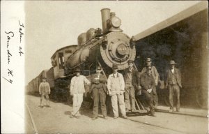 Camden? NY Train Station Locomotive Conductors Crew Real Photo Vintage Postcard