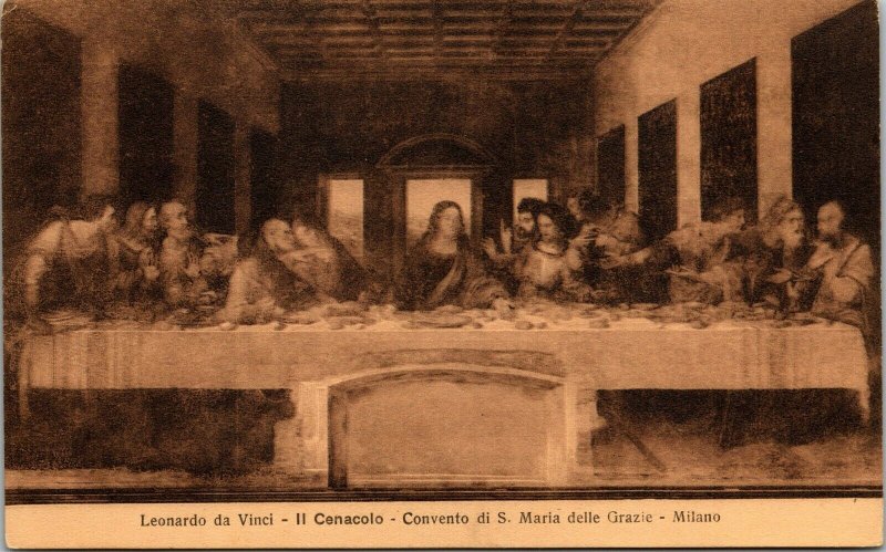 Vtg Leonardo da Vinci Last Supper Milan Italy Art Postcard