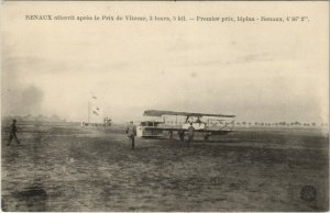 PC CPA AVIATION, PREMIER PRIX, BIPLAN RENAUX, Vintage Postcard (b24174)