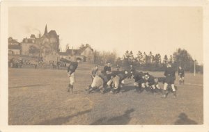 H10/ Interesting RPPC Postcard c1910 Football Game Players Field 5