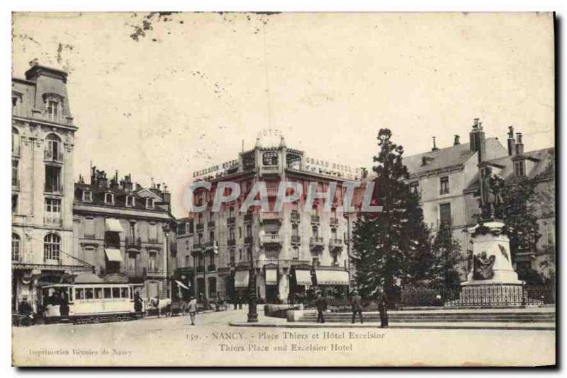 Old Postcard NANCY Place Thiers and Hotel Excelsior
