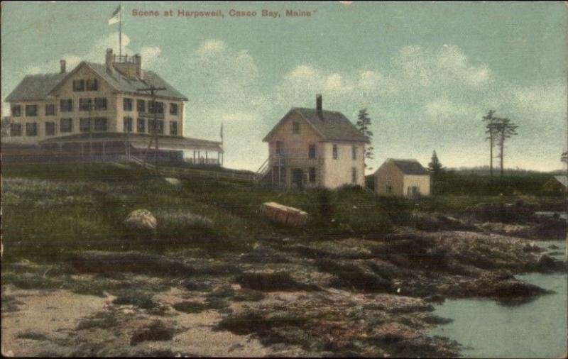 Harpswell ME Buildings - Casco Bay c1910 Postcard