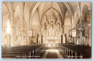 Atkinson Illinois IL Postcard RPPC Photo Interior Catholic Church c1910s Antique