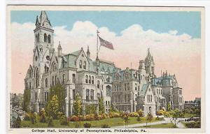 College Hall University Pennsylvania Philadelphia 1920c postcard