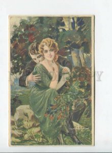 3177470 ART DECO Lovers KISS Garden by CORBELLA Vintage PC