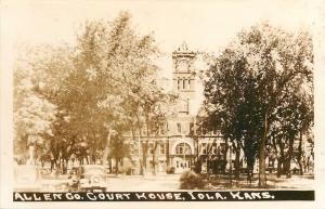 Iola Kansas~Allen County Courthouse~Vintage Cars~1930s Real Photo Postcard~RPPC