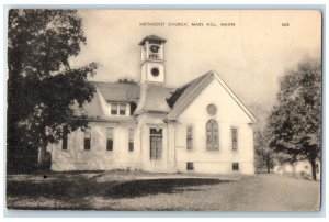 1949 Methodist Church Exterior Roadside Mars Hill Maine ME Posted Trees Postcard