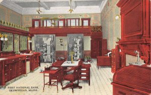 Skowhegan Maine First National Bank Interior Vaults Postcard AA59548 