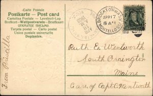 Easter Children Sheep Egg Wagon Gilt Embossed Vintage Postcard