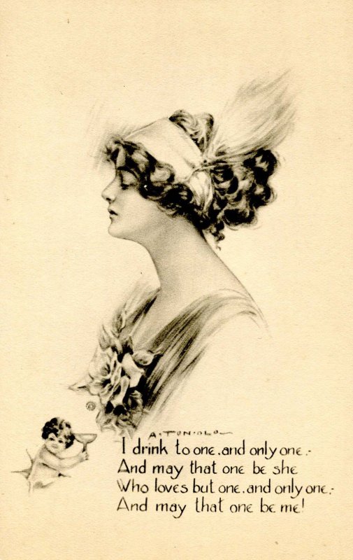 Lady with Feather in Headband.  Artist: Toniolo