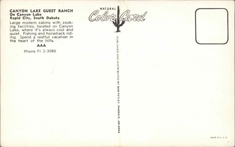 Rapid City South Dakota SD Motel Vintage Postcard