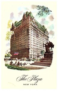 The Plaza Hotel Fifth Avenue Central Park Vintage Postcard 1959